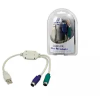 Logilink Adapter USB - 2x PS/2, USB M, 2x Mini DIN 6-pin FM, Männlich/Weiblich, 0,2 m, Grau