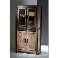 SIT Möbel PANAMA Vitrine Metall/Akazie gebeizt und geölt und Gebrauchsspuren