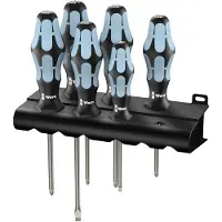 Wera 3334/3350/3355/6 Schraubendrehersatz, Edelstahl + Rack, 6-teilig - 05032063001