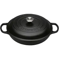 Le Creuset Signature Gusseisen-Gourmet-Topf Profi rund 26 cm 2,2 L für alle Herdarten einschließlich Induktion 4,205 kg Mattschwarz
