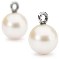 Trollbeads Silver 925 Earring White Pearl Round Drops Sterling Silver No Gemstone Sterling Silver No Gemstone