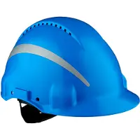 3M G3000 Schutzhelm mit UV-Indikator, blau, ABS, belüftet Ratschenverschluss, Kunststoffschweißband, Reflex-Aufkleber