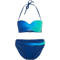 LASCANA Bügel-Bandeau-Bikini , Damen, Gr. 34, Cup C, blau (blau, türkis), Polyamid, Farbverlauf, Bikini-Sets Bügel-Bandeau-Bikini, im modischen Farbverlauf