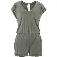LASCANA Kurzoverall mit V-Ausschnitt, elastischer Jumpsuit mit Taschen