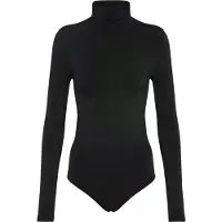 Falke Rich Cotton Damen Body, M, Schwarz, Uni, Baumwolle
