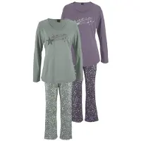 Vivance Pyjama DREAMS, Damen, Gr. 32/34, bunt (mint, lila), Single Jersey, Obermaterial: 100% Baumwolle, gemustert, lang, Homewear-Sets Pyjama, mit Sternenprint