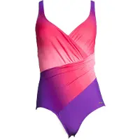 LASCANA Badeanzug , Damen, Gr. 36, Cup B, lila (lila, pink), Polyamid, Farbverlauf, Badeanzüge Badeanzug, in Wickeloptik mit Shaping-Effekt