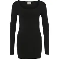 Vero Moda Langarmshirt "VMMAXI", Damen, Gr. M, schwarz, Jersey, Obermaterial: 95% Baumwolle, 5% Elasthan, unifarben, Basic, sehr figurbetont hüftbedeckend, Rundhals, Shirts Langarmshirt, Topseller