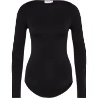 Falke Fine Cotton Damen Body, XS, Schwarz, Uni, Baumwolle