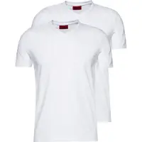 HUGO für Herren. 50325417 Pack 2 T-Shirts, weiß, V-Ausschnitt, V-Ausschnitt, weiß (L), Lässig, Baumwolle, Kurzarm, Nachhaltig