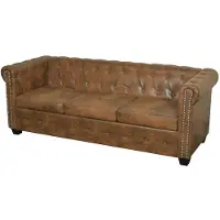vidaXL Chesterfield 3-Sitzer Sofa Kunstleder braun