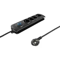 Qoltec 50104, 4 AC-Ausgänge, 230 V, 50 Hz, 16 A, 3680 W, Schwarz
