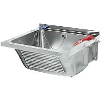 Kwc Waschtrog SIRIUS, Edelstahl V2A, 470x270x430mm, Wandmontage, Ablauf mittig, Überlauf, 1 Stk.