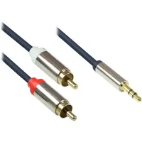 GOOD CONNECTIONS Audio Anschlusskabel High-Quality 3,5mm, Klinkenstecker an 2x RCA Stecker, Vollmetallgehäuse, dunkel
