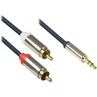 GOOD CONNECTIONS Audio Anschlusskabel High-Quality 3,5mm, Klinkenstecker an 2x RCA Stecker, Vollmetallgehäuse, dunkel