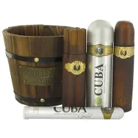 Parfums Des Champs Cuba Gold Geschenkset 4-Teilig mit Holzeimer Eau de Toilette Herrenduft EdT 100ml + EdT 35ml – After Shave 100ml – Body Spray 200ml