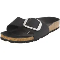 Birkenstock Madrid Big Buckle schwarz schmale Weite geöltes Nubukleder - Größe: 38