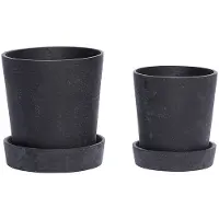 Hubsch Interior - Pflanztopf mit Untersetzer, klein / schwarz (2er-Set)