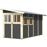 Karibu Gartenhaus Gerätehaus Wandlitz 4 terragrau 181x355x230 cm