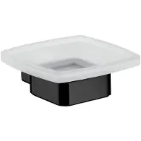 Emco loft Seifenhalter, Wandmodell, satiniertes Kristallglas, 053013300, Farbe: Schwarz