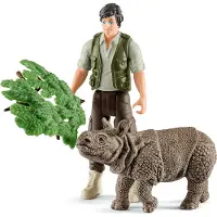 Schleich WILD LIFE Ranger and Indian rhinoceros starter set, 3 Jahr(e), Mehrfarbig