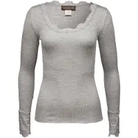 Rosemunde Langarmshirt "Benita Silk Blouse mit Seide" Langarm, mit Spitze, feminin, bequem, Seiden- Baumwollmischung