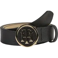 Tommy Hilfiger für Damen. AW0AW05366 Ledergürtel TH Runde Schnalle 3.0 schwarz (95cm), Lässig