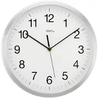 AMS 5524 Wanduhr Funk Funkwanduhr analog silbern rund