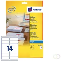 Avery Zweckform Adressetiketten J8163-25, geeignet für Inkjetdrucker, 99,1 x 38,1 mm, 350 Stück/25 A4-Bogen, 100 % FSC-Papier, weiß
