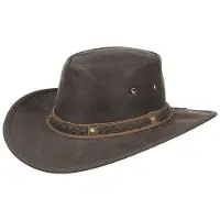 Scippis BARMAH Squashy Crackle KANGAROO Lederhut S-XXL braun Känguruleder Leder Hut Größe - L