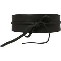 Pieces Vibs Leather Tie Waist Belt Schwarz 75 cm Frau