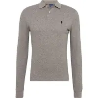 Ralph Lauren für Herren. 710681126003 Langärmeliges Piqué-Poloshirt in schmaler Passform Grau (M), Lässig, Baumwolle, Langarm