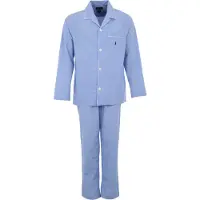 Ralph Lauren für Herren. 714514095001 Langer Schlafanzug aus Popeline mit blauen Vichy-Karos (L), Heimtextilien, Baumwolle, Langarm