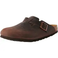 Birkenstock Unisex. 860133 Clogs aus Leder Boston Oiled (Schmale Passform) braun (37), Wohnung, Keine, Lässig
