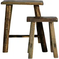 Nordal Rough Hocker Holz - Set von 2 Stück