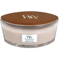 Woodwick Ellipse Duftkerze mit Vanille- und Meersalzduft, 473 ml | Bis zu 50 Stunden Brenndauer, ideal als Wohndekor und als Geschenk