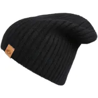 Chillouts Beanie "Justin Hat", Herren, schwarz, Strick, Kunstfaser, unifarben, Mützen Beanie, mit -Logo am Saum