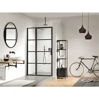 Sealskin SOHO Drehtür mit festem Paneel links inkl. Antikalk 100x210cm schwarz