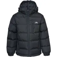 Trespass Jungen Wasserdichte Regenjacke Mit Abnehmbarer Kapuze TUFF, Black, 3/4,