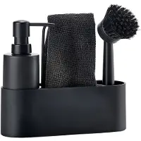 Zone Denmark Geschirrspülset Silikon/Keramik schwarz 4teilig, Geschirrspül-Set, Pumpenflasche, Keramik, Schwarz, Schwarz, Silikon
