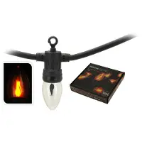 ECD-Germany LED Lichterkette Flammeneffekt 360 cm mit 10 Glühbirnen in Warmweiß, E14 Fassung, Strom IP44 Innen/Außen Deko Beleuchtung für Weihnachten