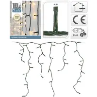 ECD-Germany LED Lichtervorhang 6m mit 180 LEDs Warmweiß, Eiszapfen Lichterkette LED Lichterkettenvorhang Weihnachten Innen/Außen Weihnachtsbeleuchtung