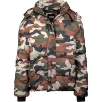 Urban Classics Winterjacke "Damen Ladies Boyfriend Camo Puffer Jacket" 1 Stk. tlg. mit Kapuze