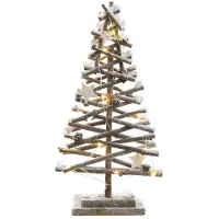 Décoris Rattan-weihnachtsbaum Mit Led Und Schnee-effekt 50 Cm Braun Braun One Size