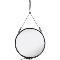 Gubi Adnet Spiegel Circular Ø58 Black Leather - , Schwarz, Glas