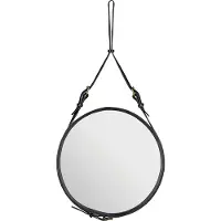 Gubi Adnet Spiegel Circular Ø45 Black Leather - , Schwarz, Glas