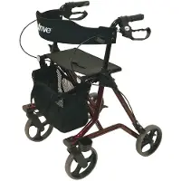 Drive Medical Drive Leichtgewicht Rollator Torro inkl. Tasche, Rückengurt und Stockhalter rot