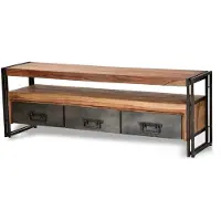 SIT Möbel TV-Lowboard aus Akazie natur | 3 Schubladen und 1 Fach | Gestell Altmetall antikschwarz | B 160 x T 40 x H 55 cm | 09275-01 | Serie PANAMA