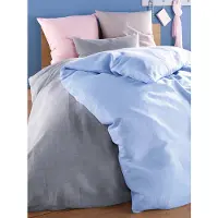Elegante Halbleinen Bettwäsche Uni Breeze 135x200 cm + 80x80 cm Silber