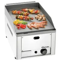 Bartscher GDP 320G Griddleplatte, Bratplatte mit Fettauffangbehälter und Spritzschutz, Maße: 580 x 325 x 310 mm